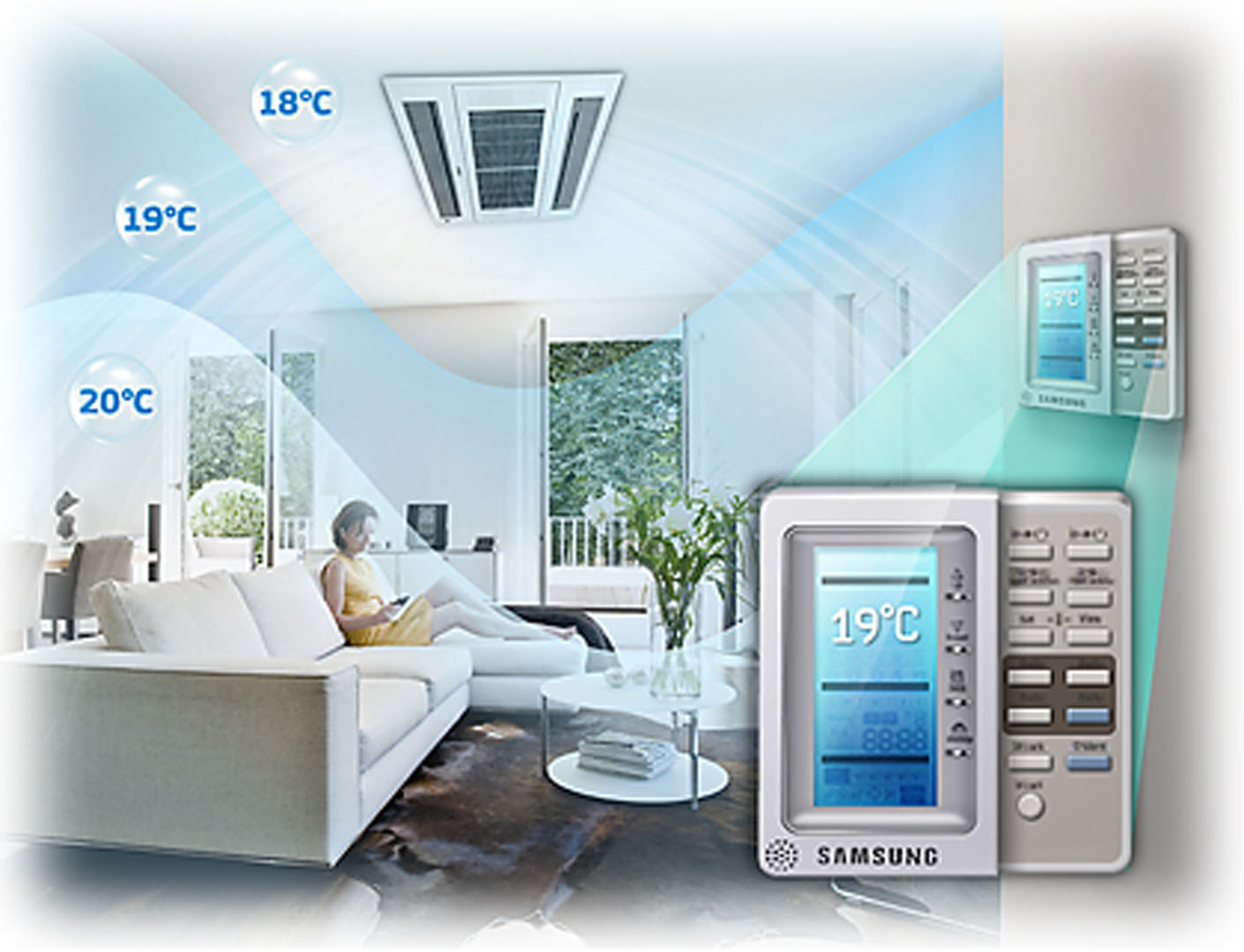 Samsung 2-weg cassette warmtepomp airco in woning