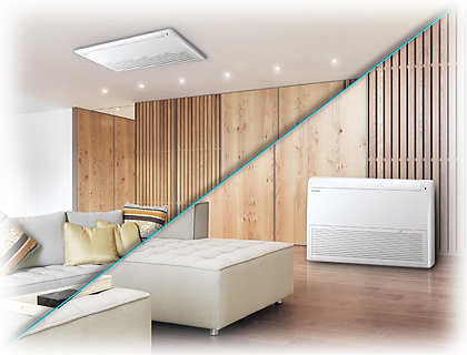 Samsung vloer plafond model warmtepomp airco met meervoudige installatie
